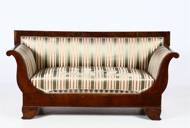 Divano in stile impero impiallacciato in mogano, XIX-XX secolo  - Auction Furniture - Cambi Casa d'Aste