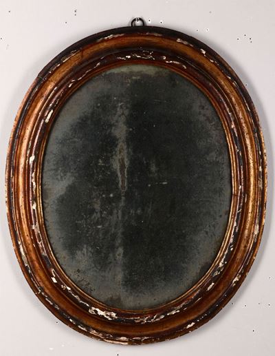 Specchiera Ovale in Legno Dorato, XIX Secolo