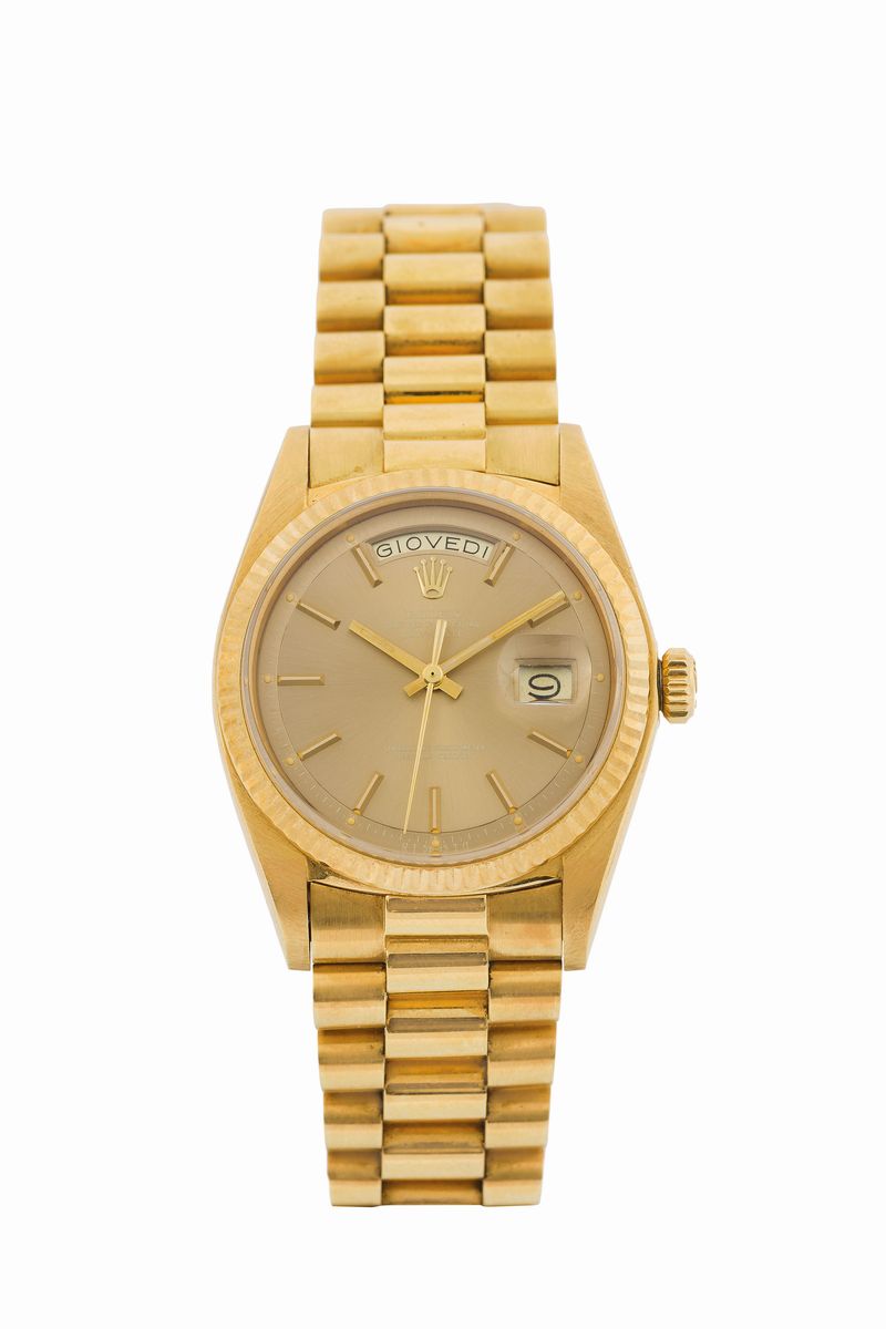Rolex, Oyster Perpetual, Day-date, Superlative Chronometer Officially Certified, Havana Dial, Cas...