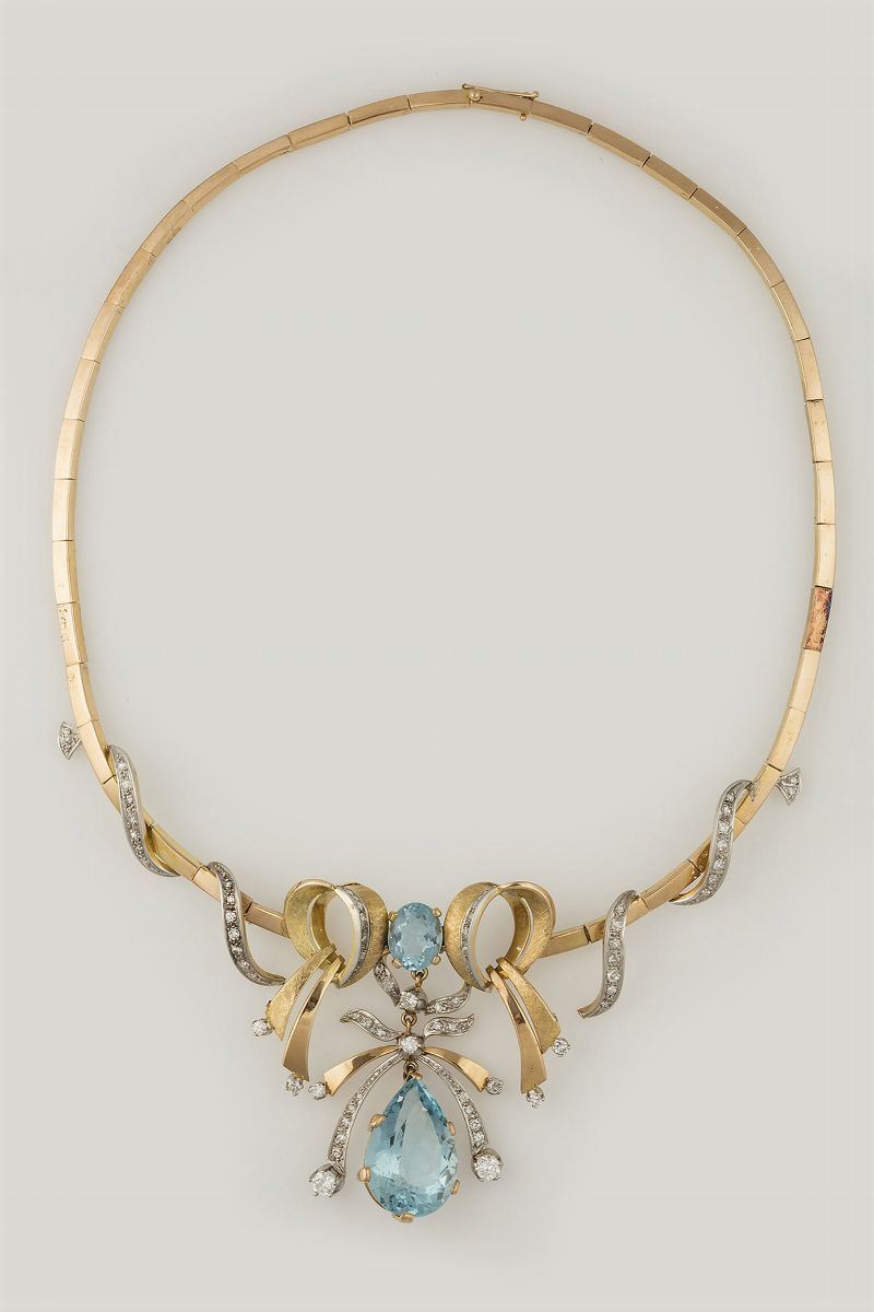 Aquamarine and diamond necklace  - Auction Fine Jewels - Cambi Casa d'Aste