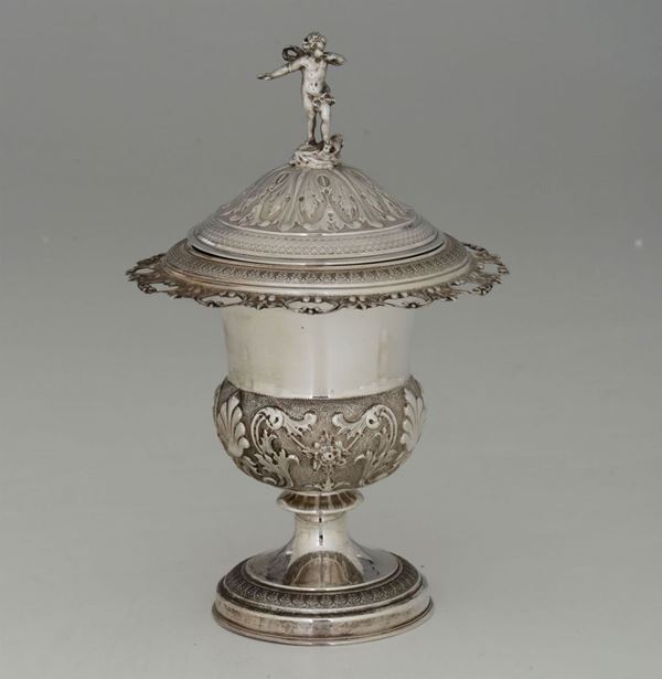 Zuccheriera in argento, Italia XIX-XX secolo apparentemente priva di punzonatura