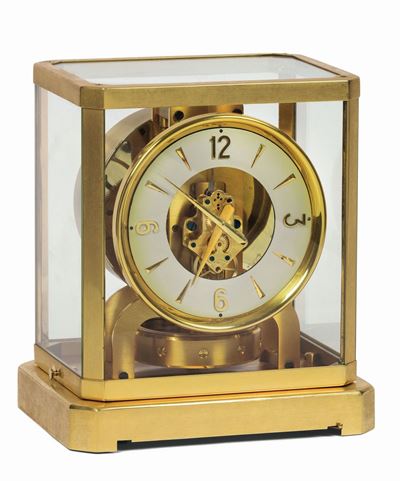 Lecoultre, Atmos. Orologio da Tavolo in Ottone Dorato e Vetro. Realizzato nel 1960 Circa
