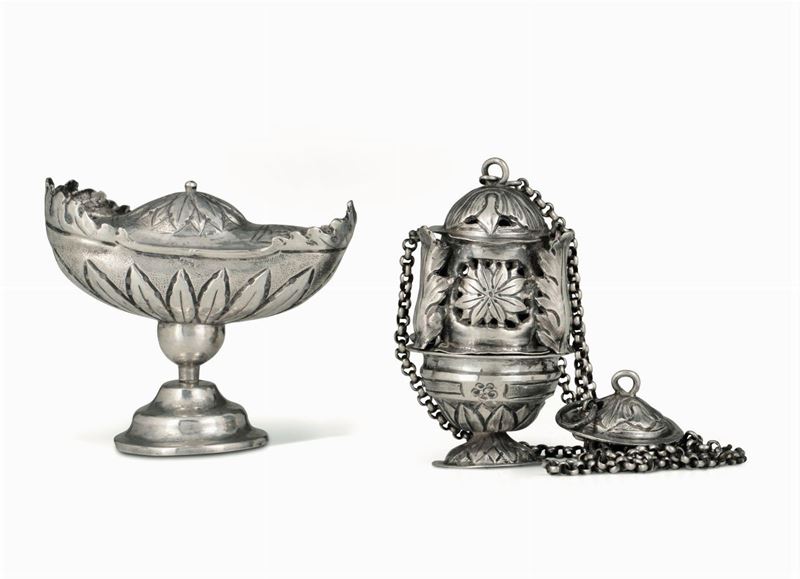 A thurible and an incense boat, Genoa, 17-1800s  - Auction Collectors' Silvers - Cambi Casa d'Aste