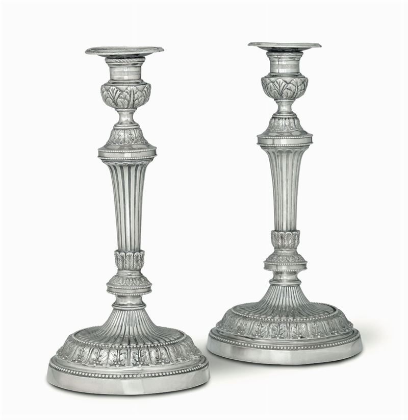 Candle holders, Boucheron, Turin, late 1700s  - Auction Collectors' Silvers - Cambi Casa d'Aste