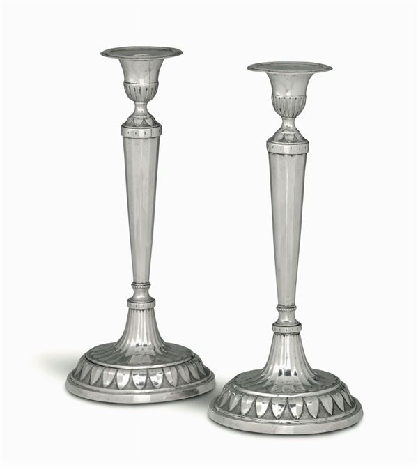 Two candle holders, Genoa, 1791