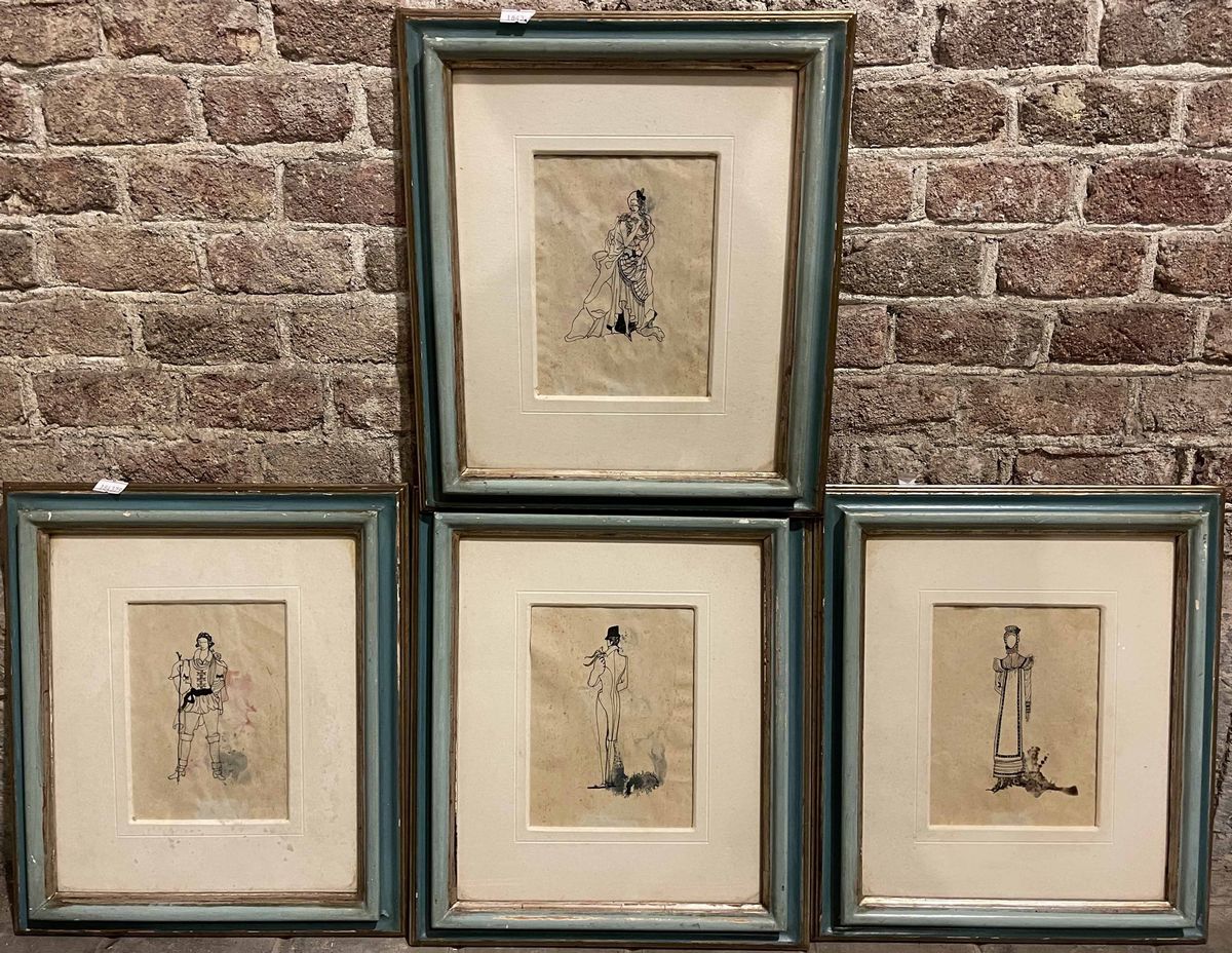 Lotto di Acquerelli, Pastelli, Chine e Stampe