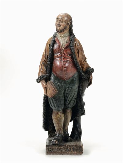 Democrito in Terracotta Dipinta. Germania, Fine del XVIII Secolo