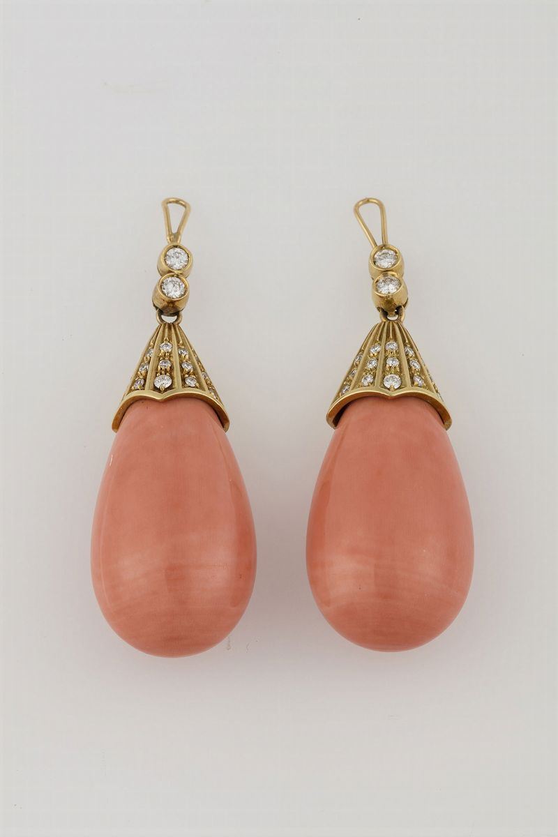 Pair of coral drops  - Auction Fine Jewels - Cambi Casa d'Aste