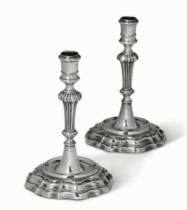 Two silver candle holders, Brescia, mid 1700s