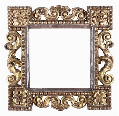 Cornice in Legno Intagliato e Dorato a Foglia D'oro Zecchino, XVIII Secolo