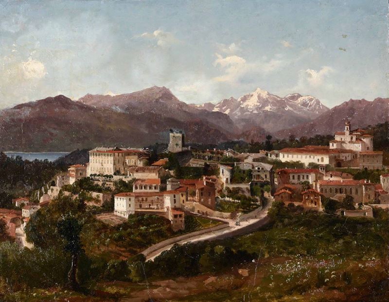 Gaetano Gariboldi : Gaetano Gariboldi (1815-1857), attribuito a Veduta di Besozzo  - Asta Dipinti del XIX e XX secolo - Cambi Casa d'Aste