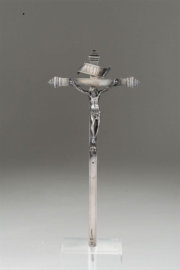A silver crucifix, BM, Genoa, 15-1600s