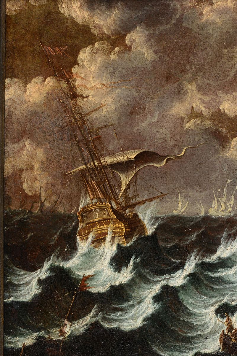 Pieter Mulier Detto il Tempesta (haarlem 1637 - Milano 1701), Cerchia Dinaufragio con Imbarcazion...