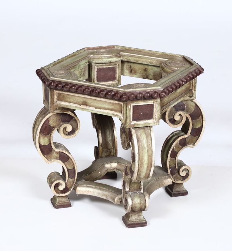 Tavolino in legno dipinto, XVIII-XIX secolo  - Asta Antiquariato I - Asta a Tempo - Cambi Casa d'Aste