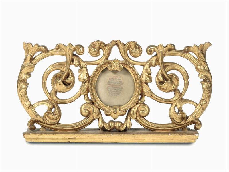 Elemento in legno intagliato e dorato, XVIII secolo  - Asta Antiquariato - Cambi Casa d'Aste