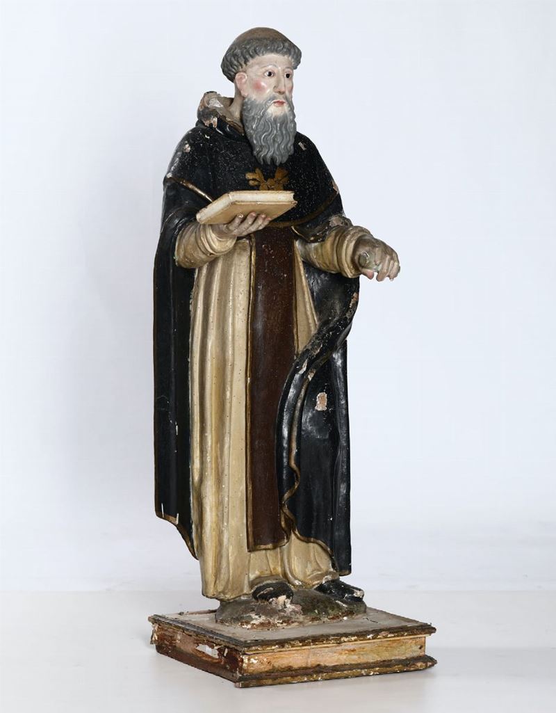 S. Antonio in legno policromo. Italia XVII-XVIII secolo  - Auction Fine Art - Cambi Casa d'Aste