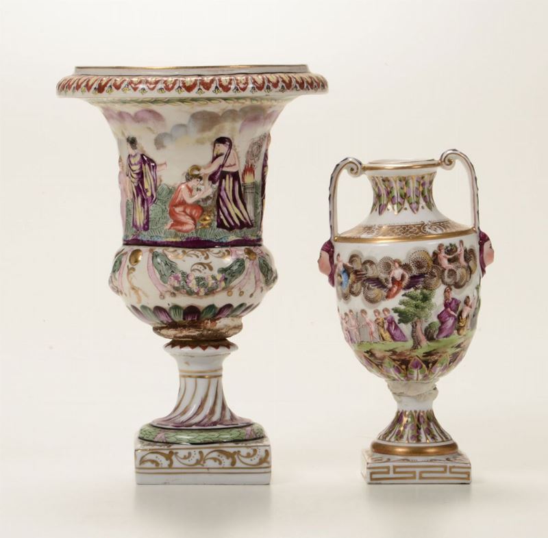 Due vasi Pseudo Ginori, XIX secolo e XX secolo  - Auction Ceramics - Cambi Casa d'Aste