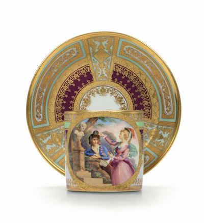 Tazza e un Piattino Probabilmente Boemia, Fine del XIX Secolo