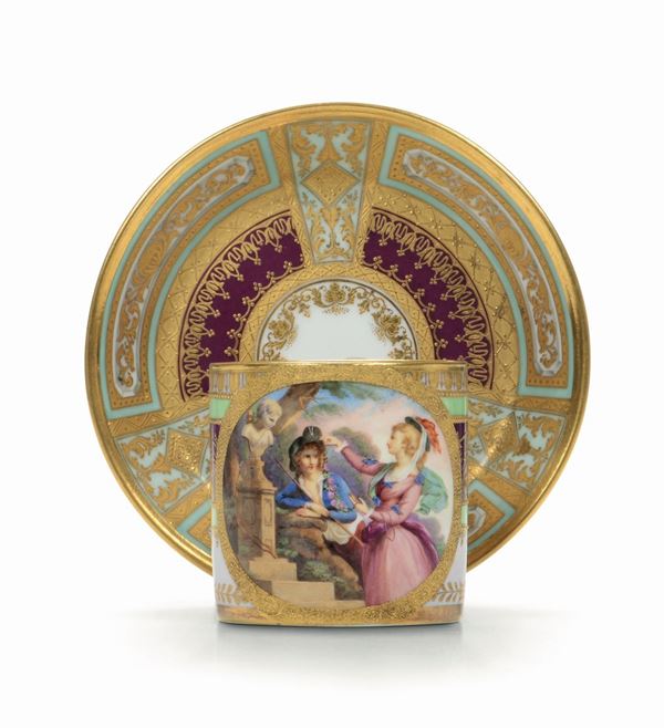 Tazza e un piattino Probabilmente Boemia, fine del XIX secolo