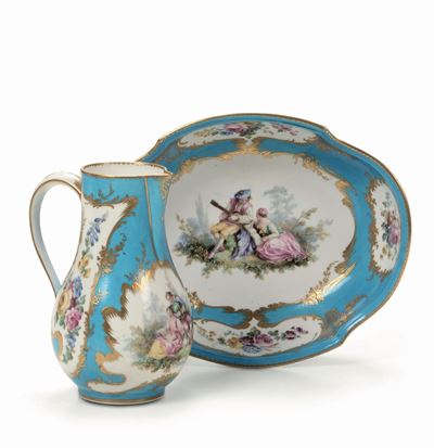 Caraffa e Bacile Sèvres, XVIII Secolo (porcellana) Decorazione XIX Secolo