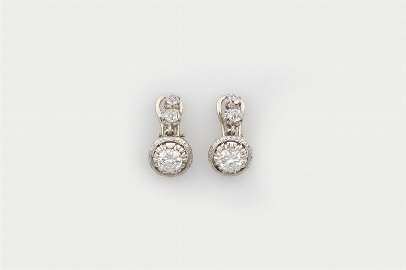 Pair of old-cut diamond earrings  - Auction Fine Jewels - Cambi Casa d'Aste