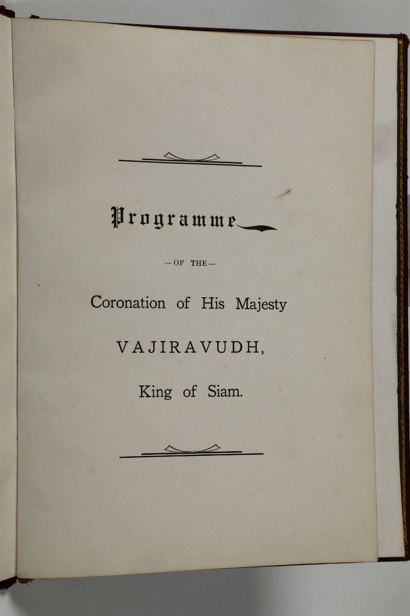 Siam-coronation Of His Majestyprogramme Of The Coronation Of His Majesty Vajiravudh,king Of Siam....