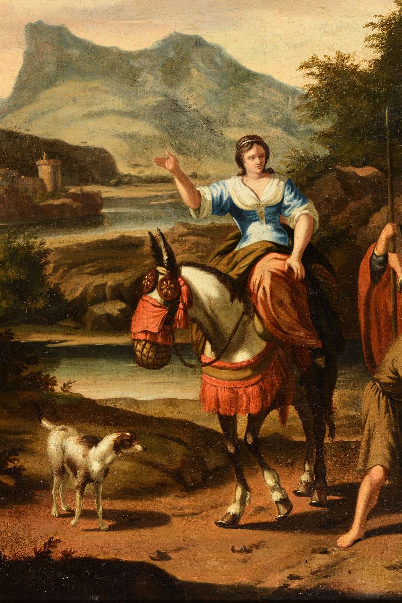 Johannes Van Der Bent (1650-1690)paesaggio con Animali e Figure