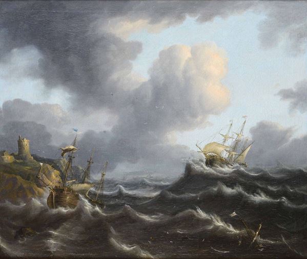 Pieter Mulier detto il Tempesta (Haarlem 1637 - Milano 1701) Scena di burrasca