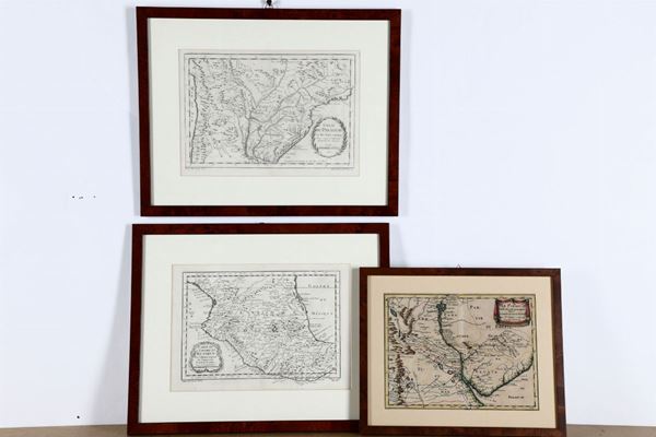 Carte geografiche Lotto di tre piccole carte geografiche. Metà XVIII secolo