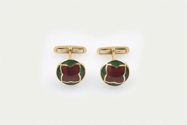 Pair of enamel and gold cufflinks