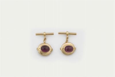 Antonini. Bottoni da Polso con Rodolite Taglio Cabochon