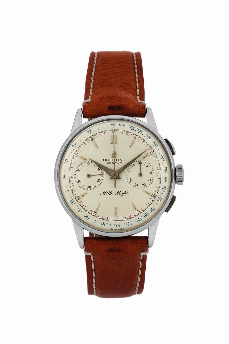 Breitling, Geneve, Mille Miglia. Orologio da polso, in acciaio, cronografo. Realizzato nel 1960 circa  - Asta Orologi da polso e da tasca - Cambi Casa d'Aste