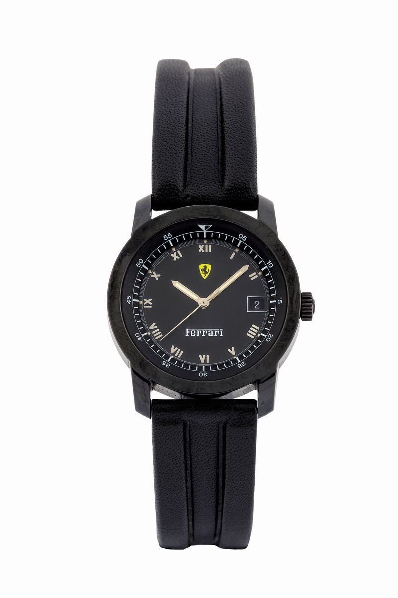 Ferrari, Set di 4 Orologi in Acciaio al Quarzo con Datario. Accompagnati dalle Scatole Originali....