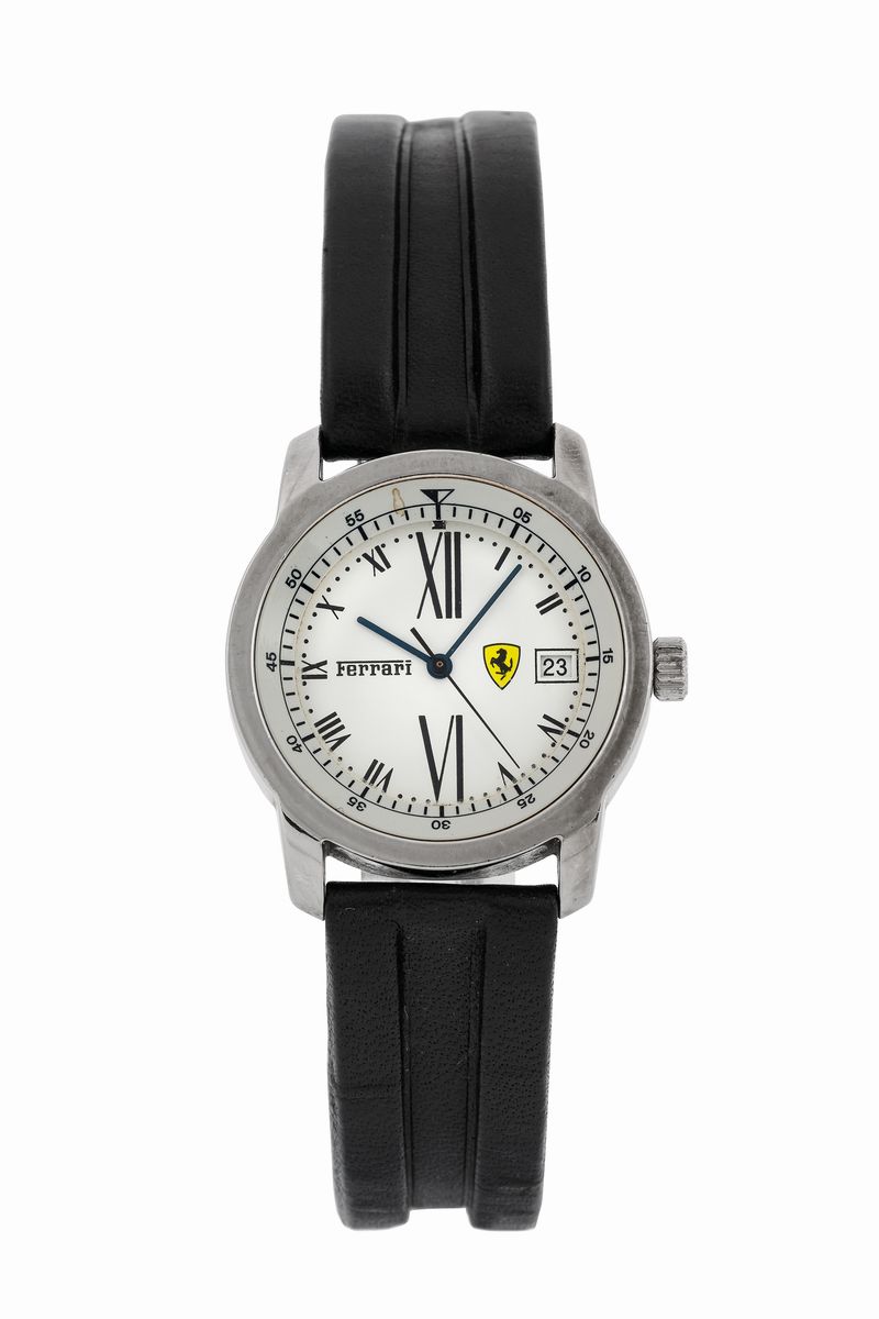 Ferrari, Set di 4 Orologi in Acciaio al Quarzo con Datario. Accompagnati dalle Scatole Originali....