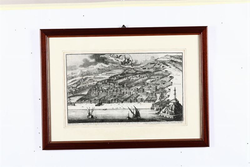 Christoph Friedrick Krieger San Pietro d’Arena, veduta presa dal mare. 1708  - Auction Rare Landscapes, Maps and Books - Cambi Casa d'Aste