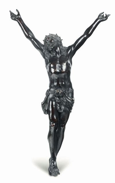 Corpus Christi in Bronzo Fuso, Cesellato e Patinato, Fonditore Barocco Italiano o Francese del XV...