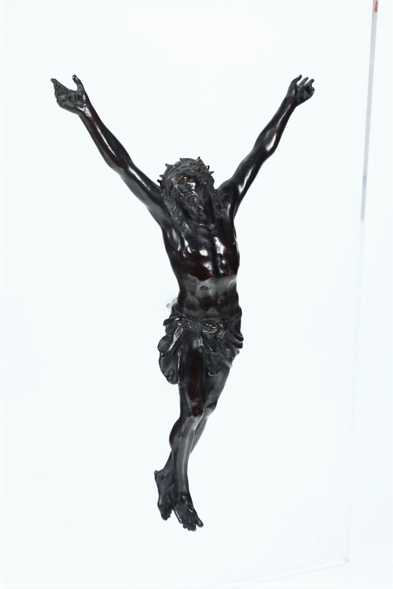 Corpus Christi in Bronzo Fuso, Cesellato e Patinato, Fonditore Barocco Italiano o Francese del XV...
