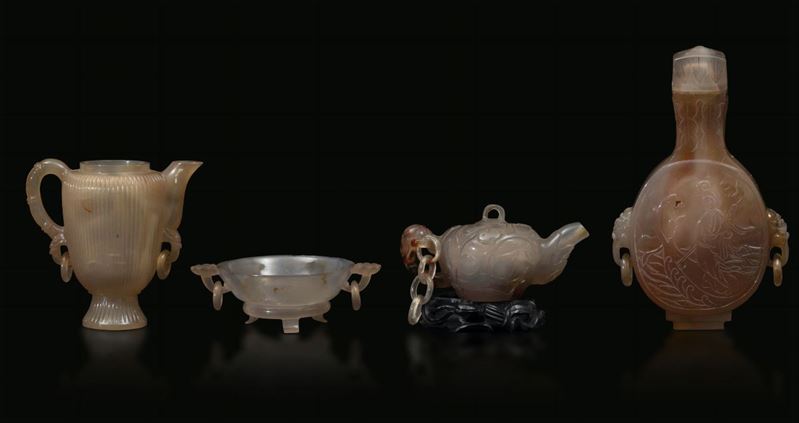 A lot of four agate items, China, 17-1800s  - Auction Fine Chinese Works of Art - Cambi Casa d'Aste