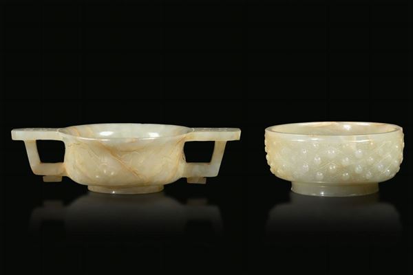 Two jade bowls, China, Qing D., Qianlong period