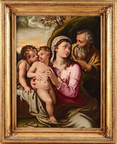 Girolamo Muziano (acquafredda 1532 – Roma 1592)sacra Famiglia con San Giovannino
