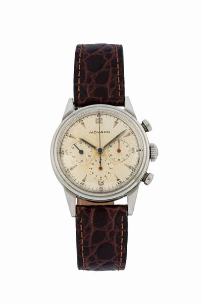 Movado, Chronograph, Ref. 19038. Orologio da Polso, Cronografo, in Acciaio. Realizzato nel 1940 C...