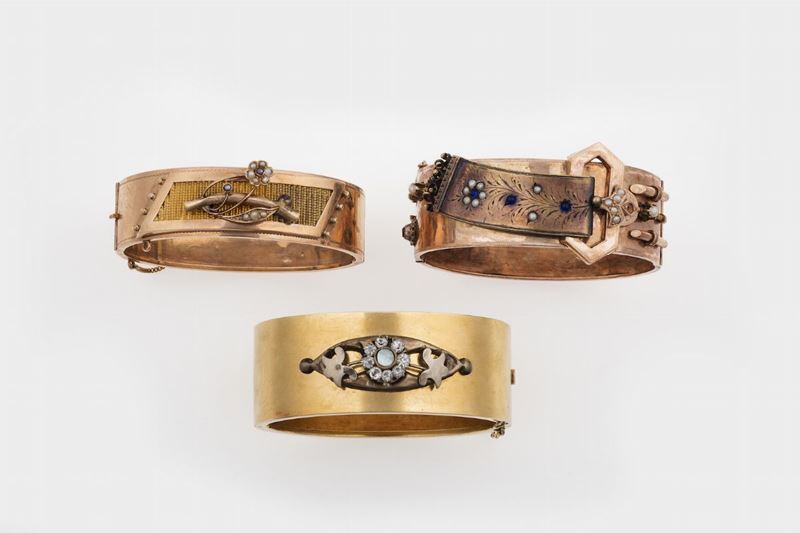 Three gold bracelets  - Auction Jewels Timed Auction - Cambi Casa d'Aste