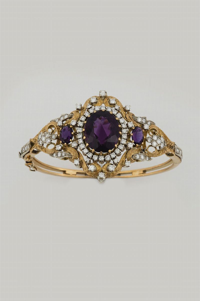 Amethyst and diamond bangle  - Auction Fine Jewels - Cambi Casa d'Aste