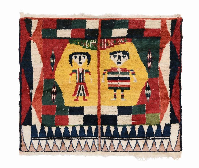 Particolare tappeto Bakhtiari gabbeh, ovest Persia datato 1893  - Auction Antique Carpets - Cambi Casa d'Aste