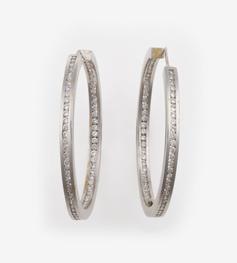 Pair of diamond earrings  - Auction Jewels Timed Auction - Cambi Casa d'Aste
