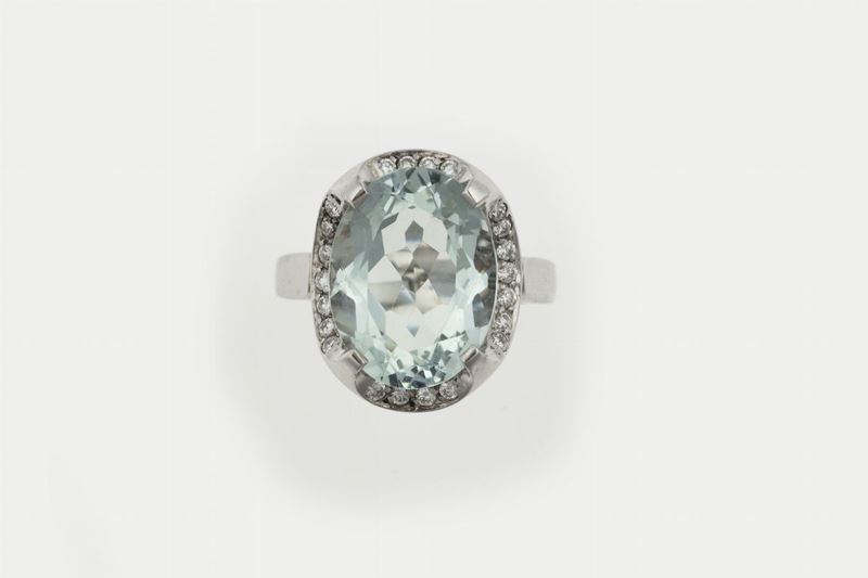 Aquamarine and diamond ring  - Auction Jewels Timed Auction - Cambi Casa d'Aste