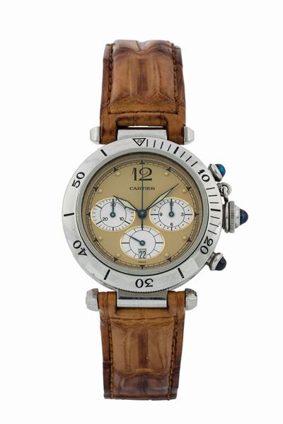 Cartier, Pasha, Ref.1032. Orologio da Polso, Cronografo in Acciaio, al Quarzo con Datario e Chius...