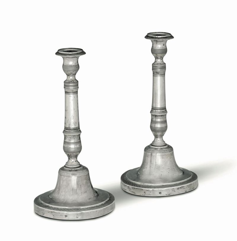 Two candle holders, G. Chirchiano, Naples, 1820-50s  - Auction Collectors' Silvers - Cambi Casa d'Aste