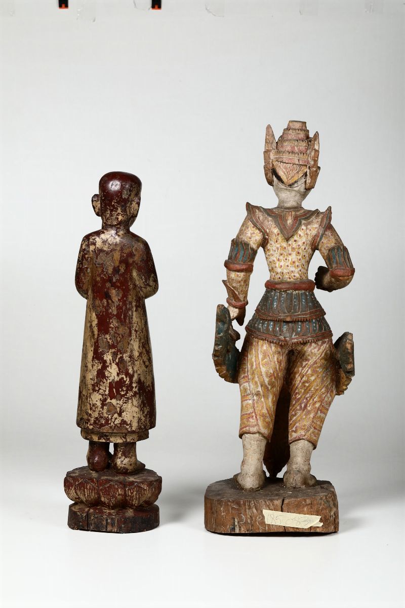 Coppia di Sculture in Legno, Bali, XIX Secolo