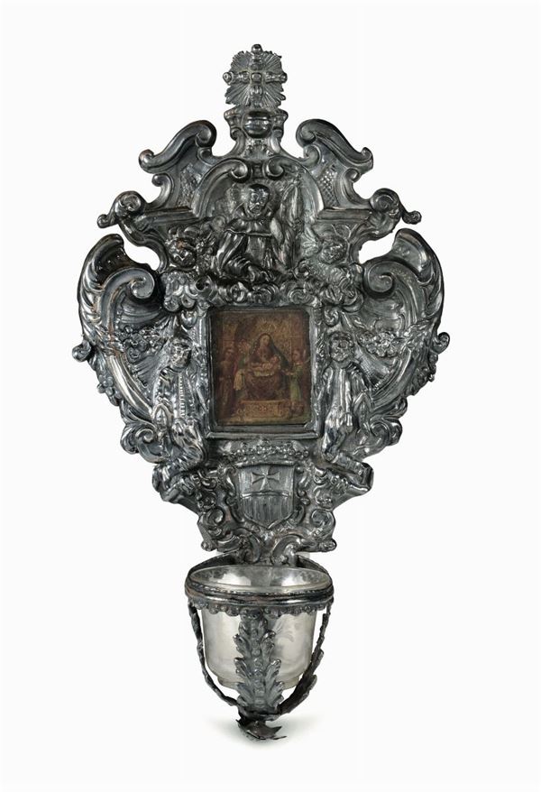 A holy water fount, Genoa or Barcelona, mid 1700s